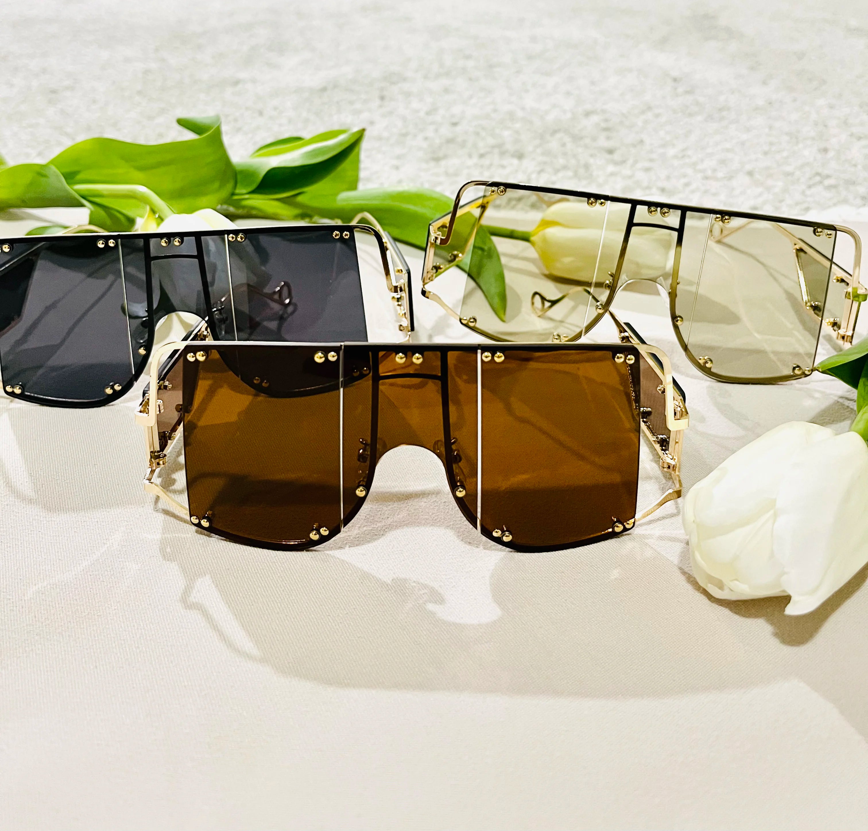 Elegant Trendy Women Square Shades Oversized Sunglasses